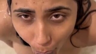 Indian Wife Sucking Dick in Bathtub