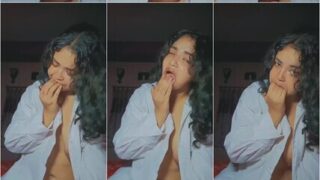 Extremely Horny Babe Sucking Boyfriend Big Dick Pressing Boobs Riding on Dildo