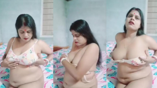 Beautiful Wife Showing Pressing Boobs Recorded By Her Husband