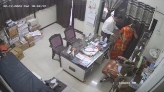 Doctor Having Fun with Patients CCTV Cam Recorded
