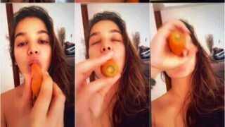 Beautiful Horny Babe Sucking Carrot