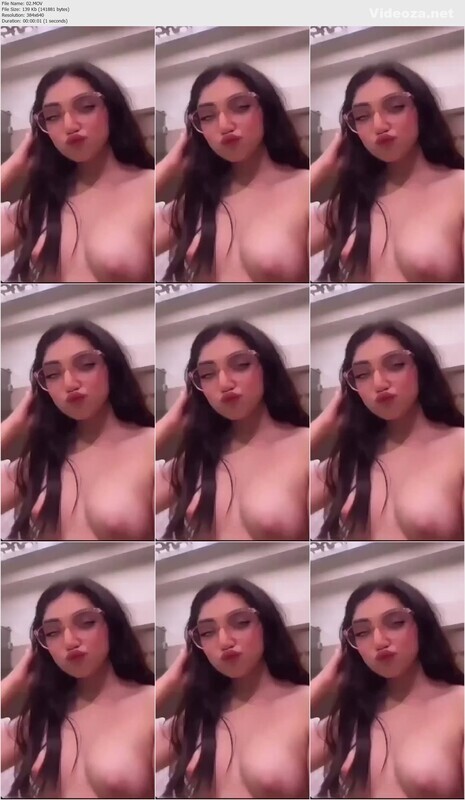 Sexy Glasses Girl Showing Her Boobs