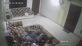 Hot Couple Lying Nude Smooching Blowjob Hard Fucking Captured In CCTV Cam