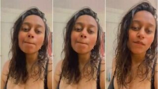 Desi Sexy Girl Showing Pressing Her Big Boobs