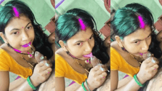 Village Bhabhi Giving Blowjob Eating Cum