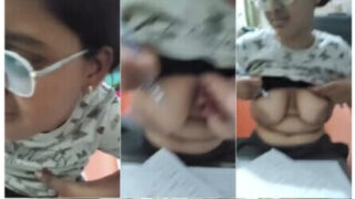 Cute Glasses Girl Boobs Pressed By Cousin Brother At Study Time